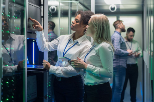 Two women looking at hosting