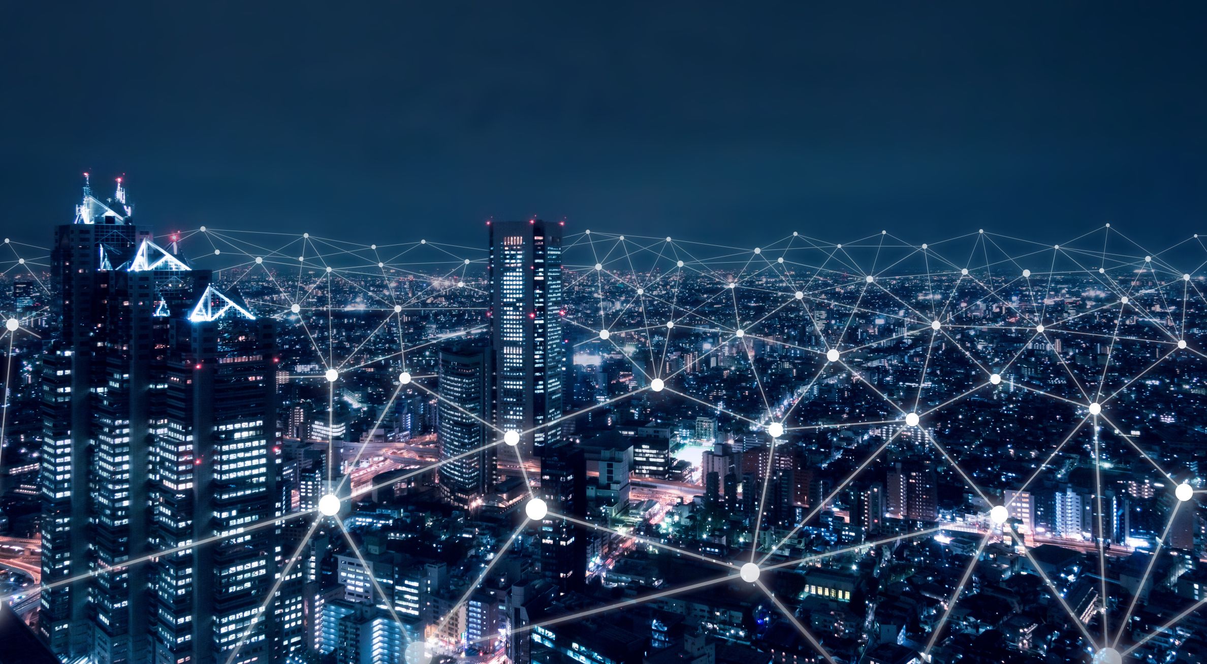Network over city view