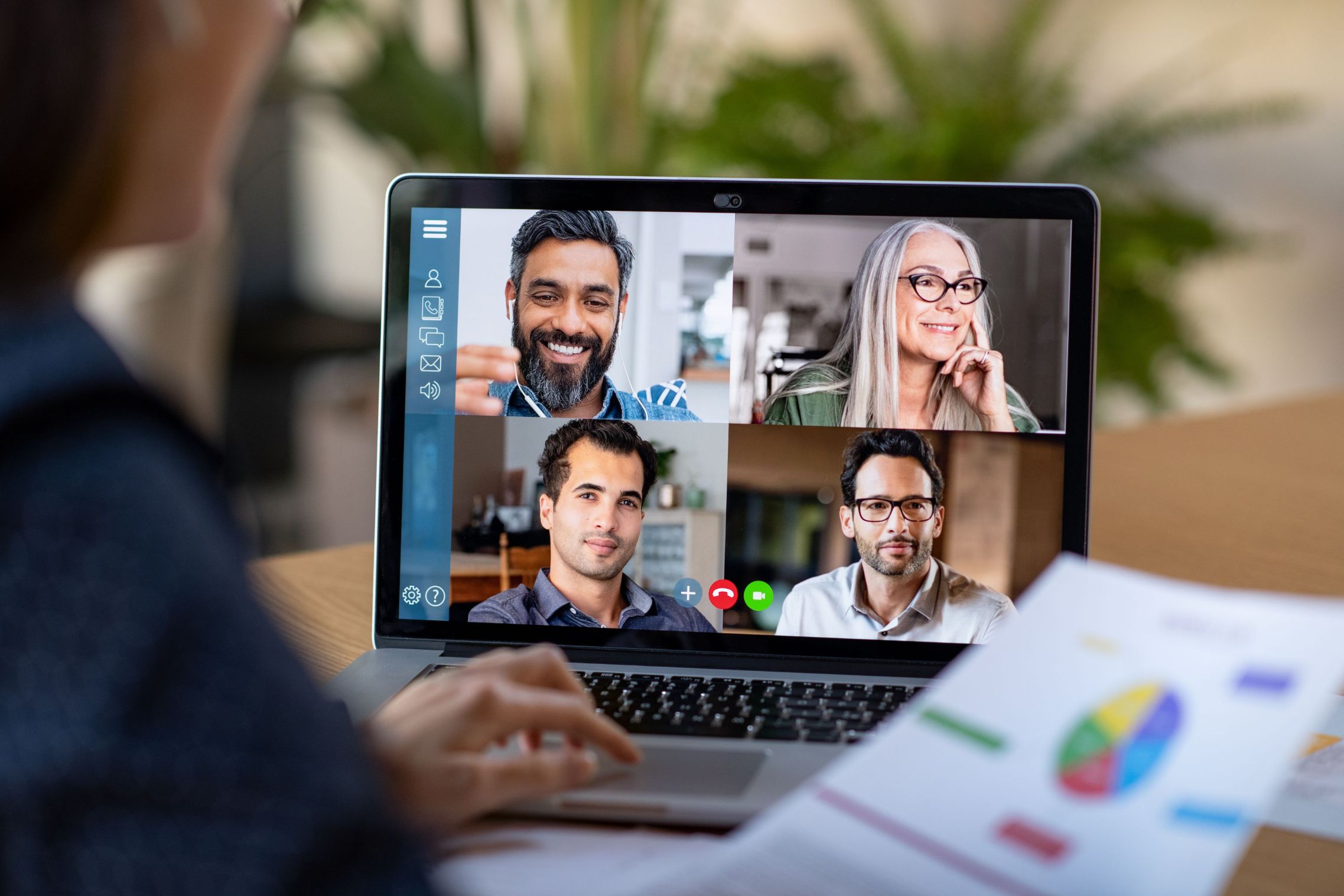 Person looking at video-call on laptop