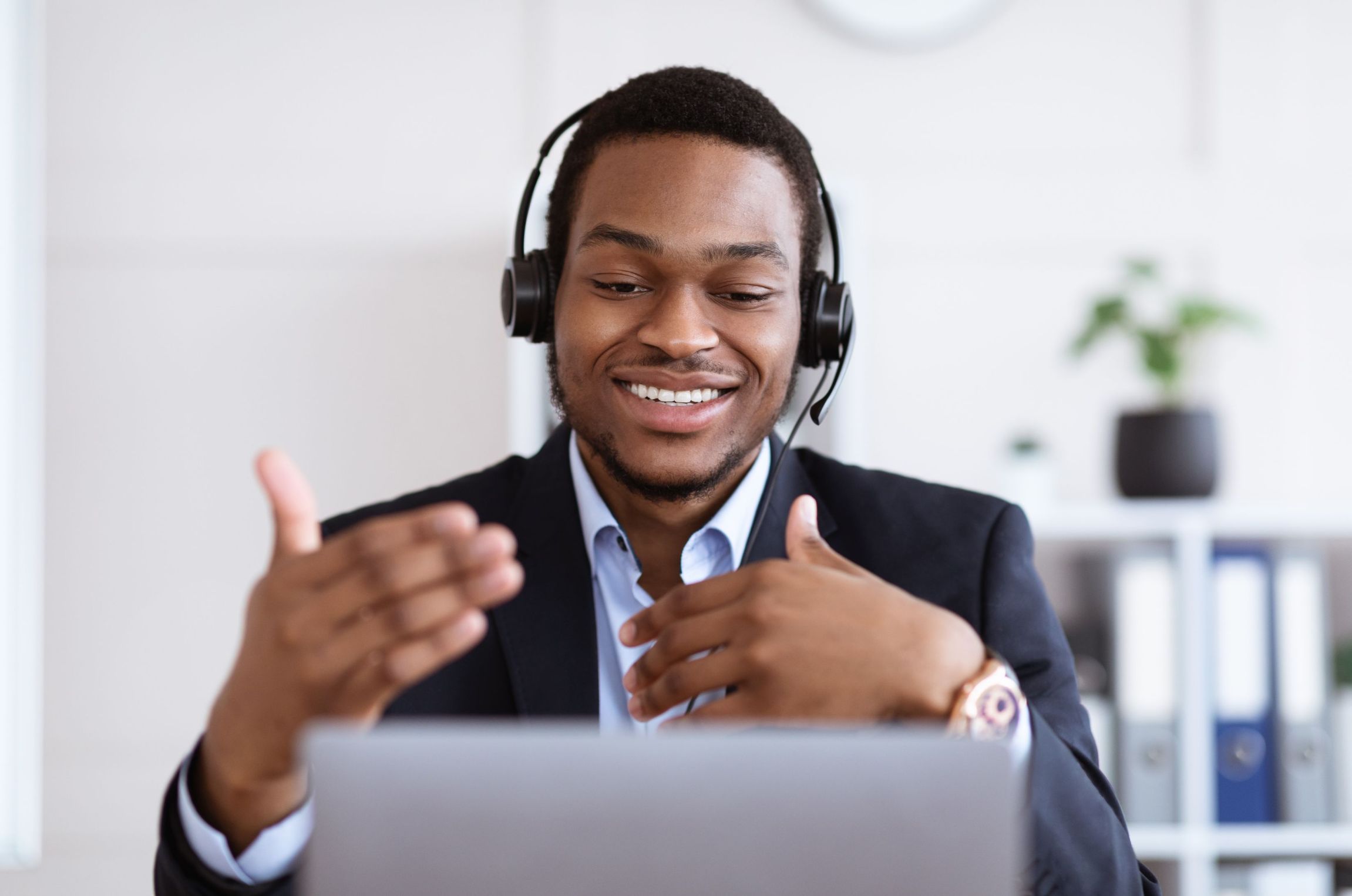 Man on phone with headset